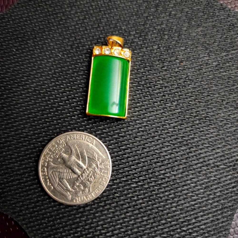 CZ Diamond and Jade Pendant